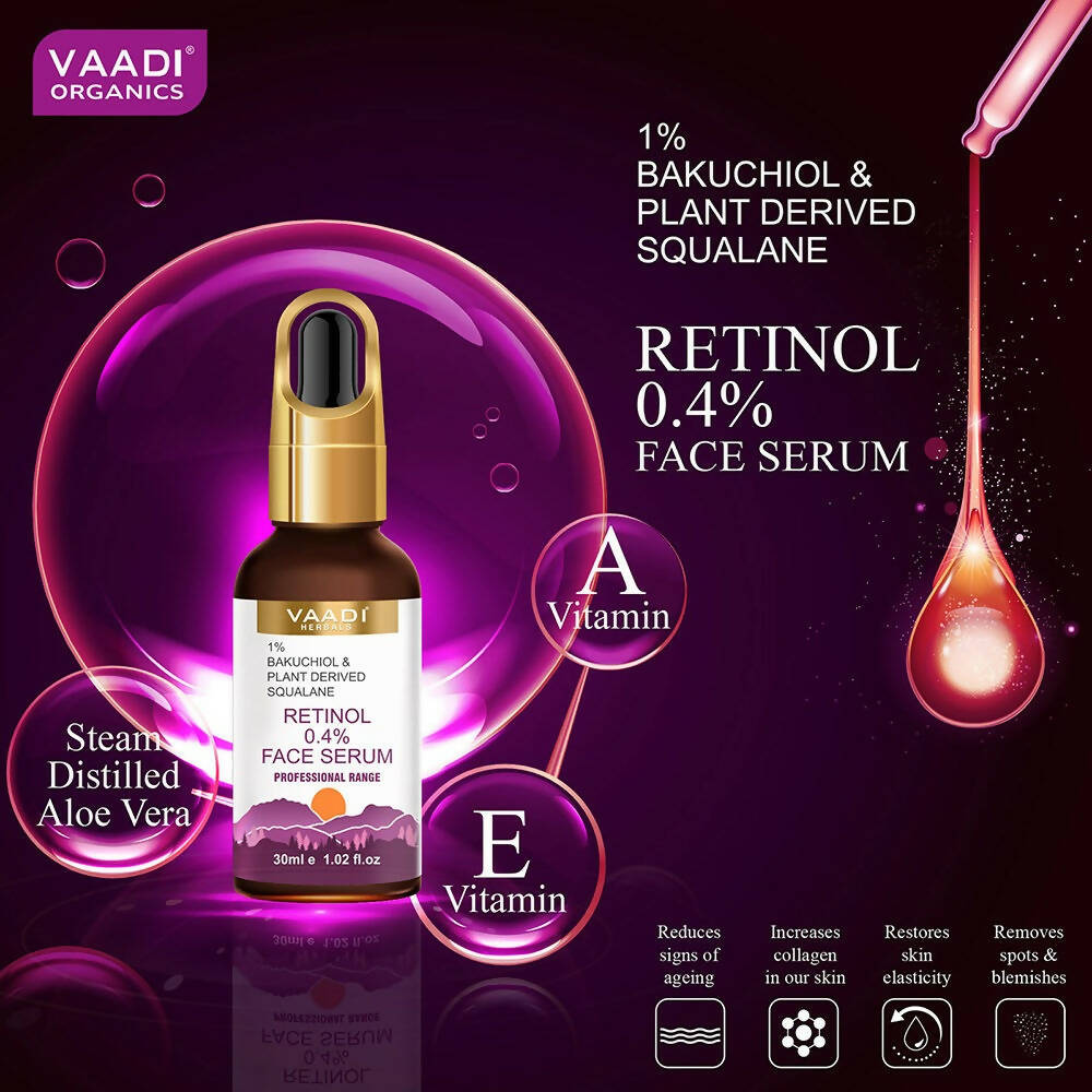 Vaadi Herbals Retinol 0.4% Face Serum With 1% Baluchiol & Plant Derived Squalane - Drmedicart