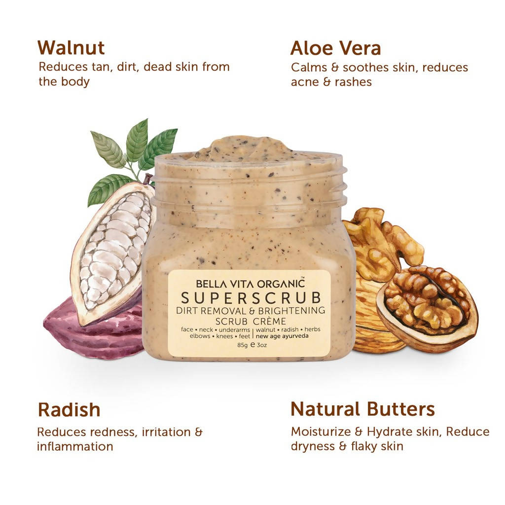 Bella Vita Organic SuperScrub Dirt Removal & Skin Brightening Scrub Creme - DrMediCart