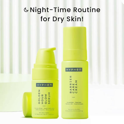 Hyphen By Kriti Sanon Daily Night Care Routine for Normal to Dry Skin with Face Serum & Barrier Care Cream