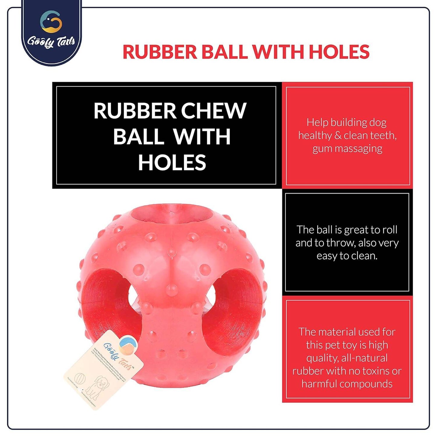 Goofy Tails Dog Ball Dog Toys - Red (Large)