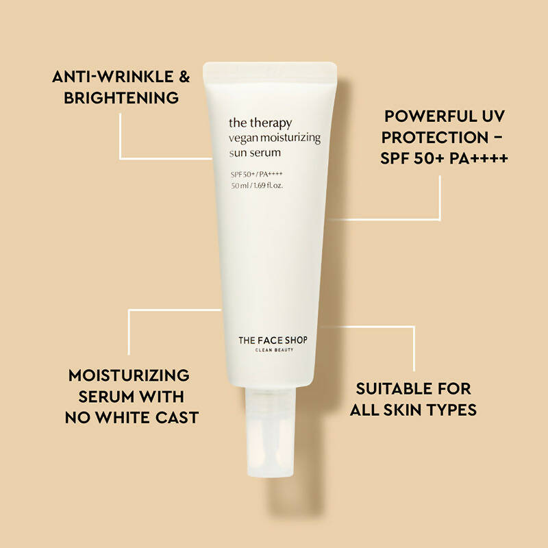 The Face Shop The Therapy Vegan Moisturizing Sun Serum SPF 50+ - Drmedicart