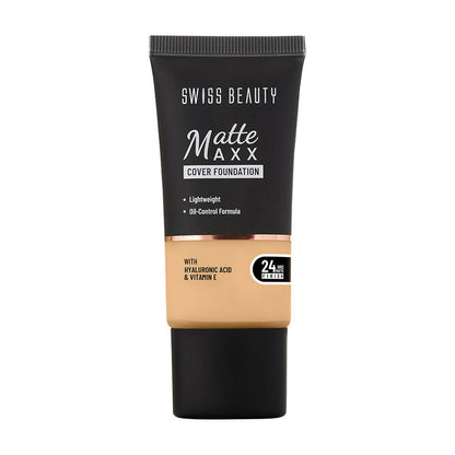 Swiss Beauty Matte Maxx Cover Foundation with Hyaluronic Acid & Vitamin E - 6 Deep Warm