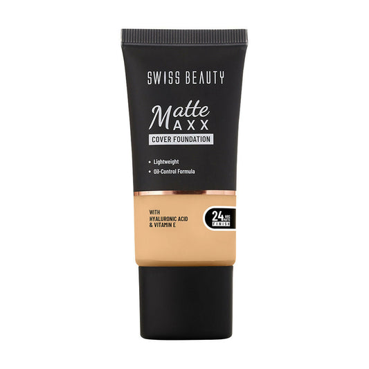 Swiss Beauty Matte Maxx Cover Foundation with Hyaluronic Acid & Vitamin E - 6 Deep Warm