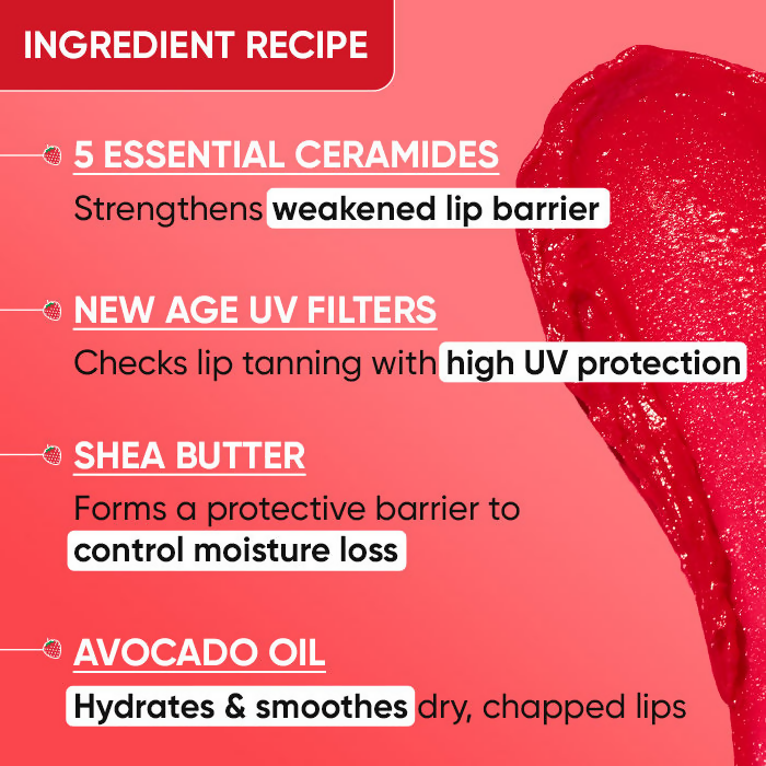 Dot & Key Barrier Repair Hydrating Lip Balm SPF 50 With Ceramides & Peptides Strawberry Red