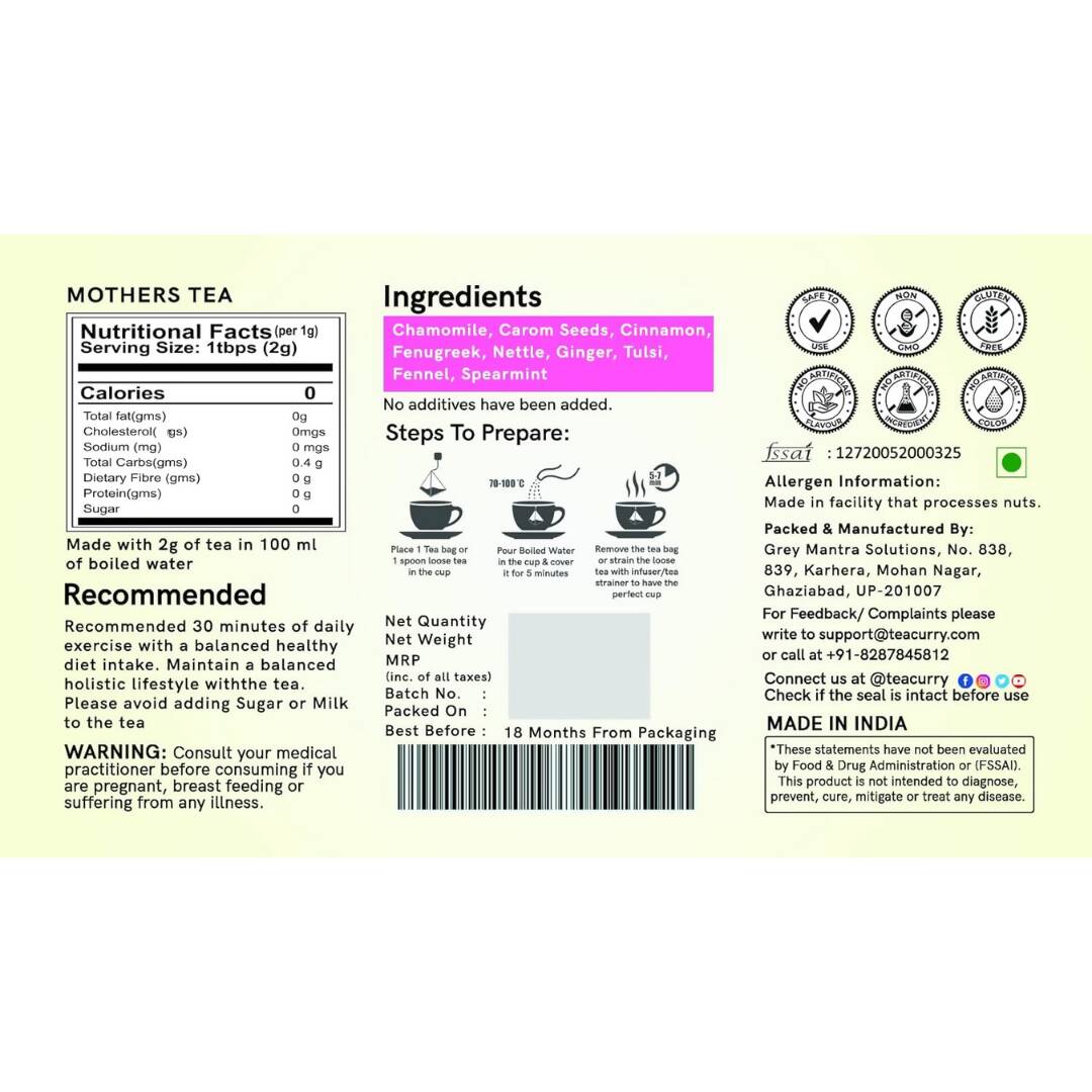 Teacurry Mothers Tea Bags - Drmedicart