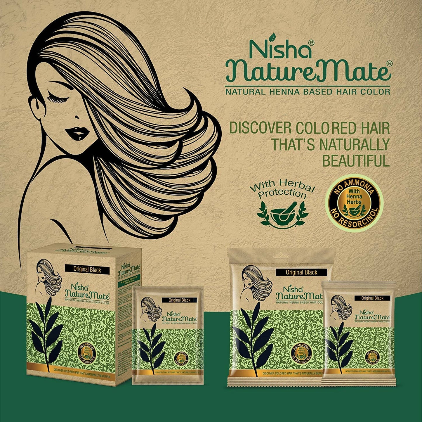 Nisha Nature Mate Henna Based Hair Black Color Powder - DrMediCart