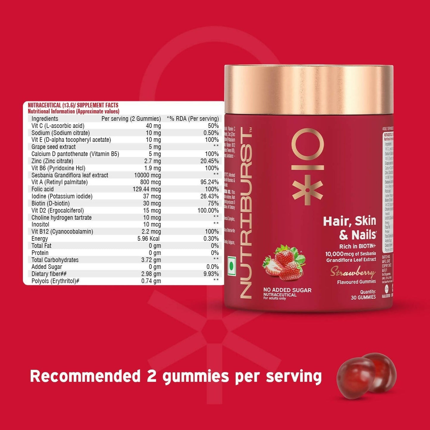 Nutriburst Biotin Gummies For Hair, Skin & Nails Growth