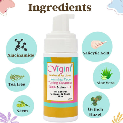 vigini natural actives foaming face toning cleanser face wash for men women buy in usa