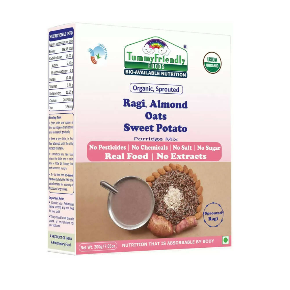 TummyFriendly Foods Stage3 Sprouted Ragi, Brown Rice, Oats, Sathu Maavu, Pulses, Vegetables & Fruit Porridge Mixes For 8 Months - Drmedicart