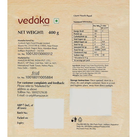 Vedaka Chana Masala Papad