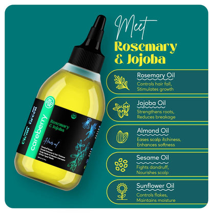 Careberry Genuine Organic Rosemary & Jojoba Anti Dandruff Hair Oil