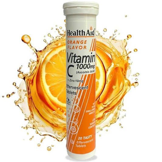 HealthAid Vitamin C 1000mg Orange Flavour with Zinc Effervescent Tablets