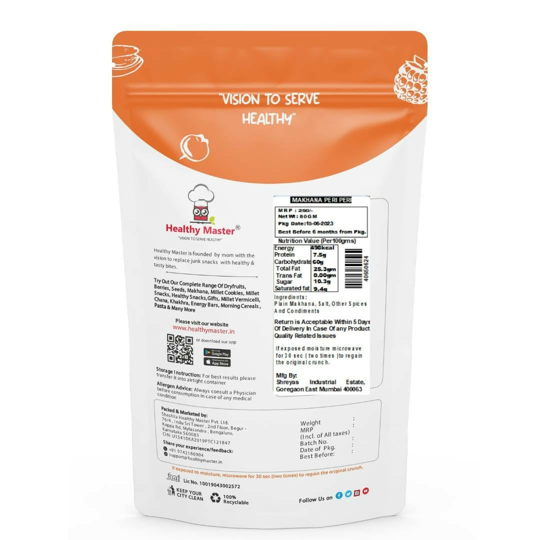 Healthy Master Crispy Roasted Fox Nuts (Makhana) - Peri Peri Flavour