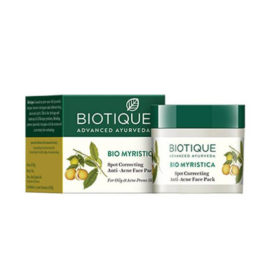 Buy Biotique Advanced Ayurveda Bio Myristica Spot Correcting Anti Acne Face Pack from DrMediCart, Ship from India to USA