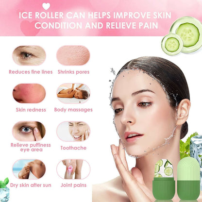 Episkey Ice Roller For Face Eyes and Neck To Brighten Skin & Enhance Your Natural Glow & De-Puff The Eye Area (Reusable) - Fev Green