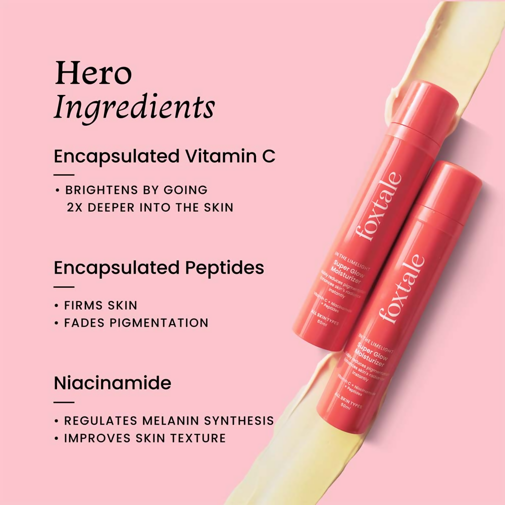 Foxtale Vitamin-C Super Glow Moisturiser With Niacinamide & Peptides For Glowing Skin