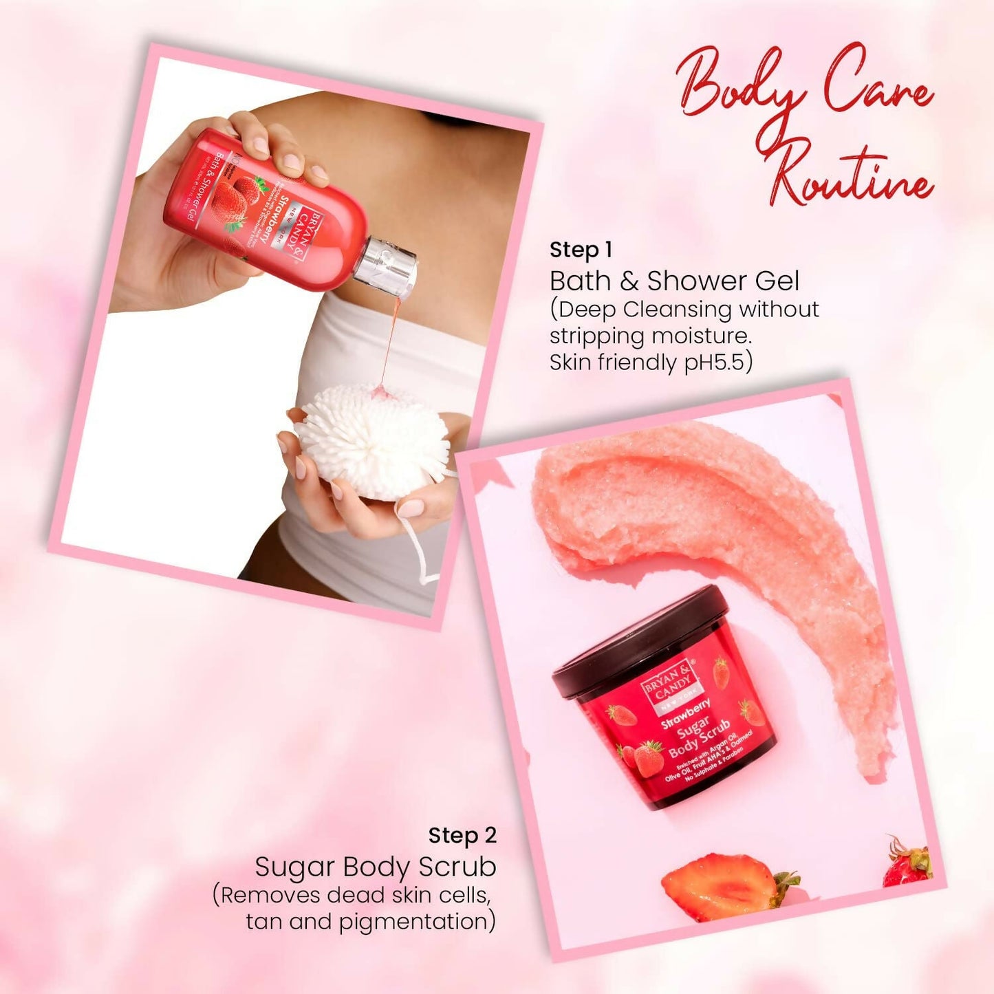 Bryan & Candy Strawberry Bath Tub Kit Gift Set For Women & Men