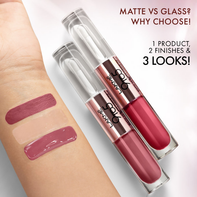 Lakme 9 To 5 Matte To Glass Liquid Lip - Bold In Red