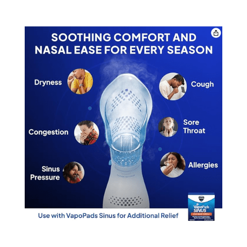 Vicks Personal Sinus Steam Inhaler with Soft Face Mask – Face Humidifier with Targeted Steam - Aids with Sinus Problems, Congestion and Cough - Drmedicart
