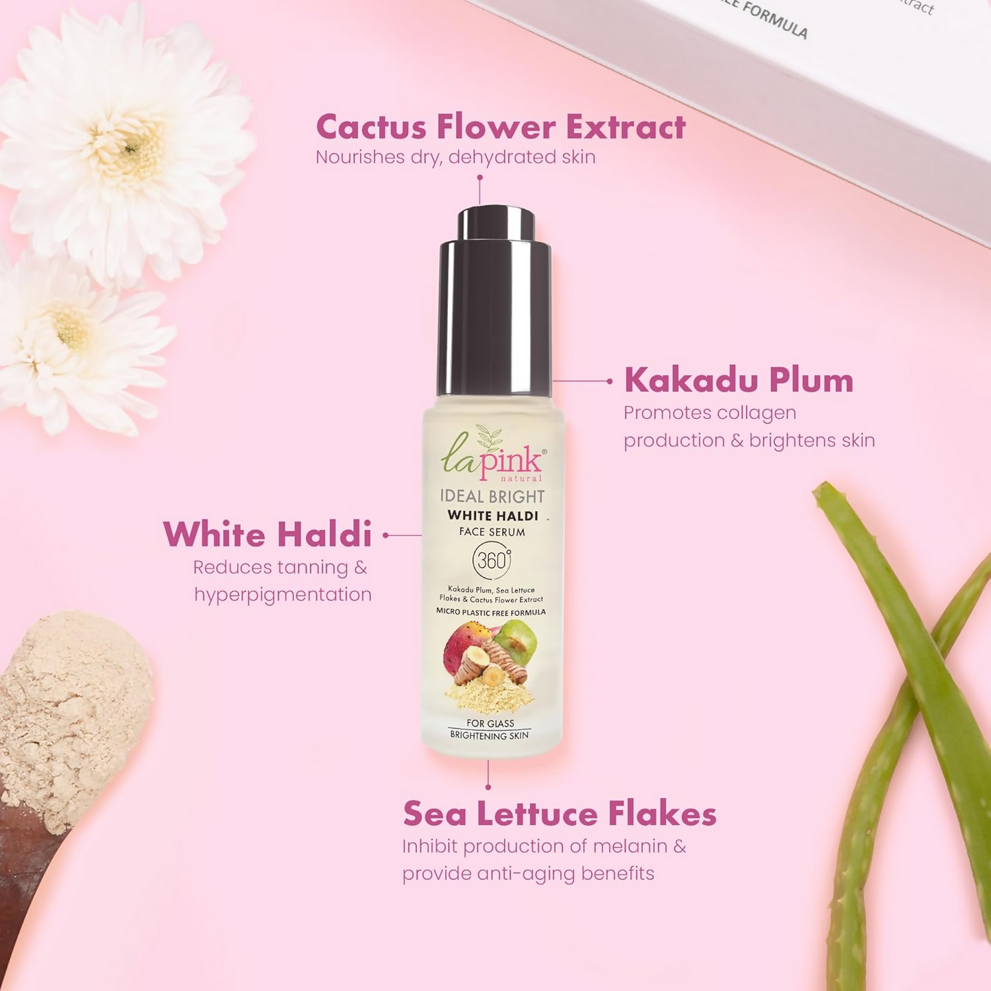 La Pink Ideal Bright Face Serum With White Haldi & Kakadu Plum
