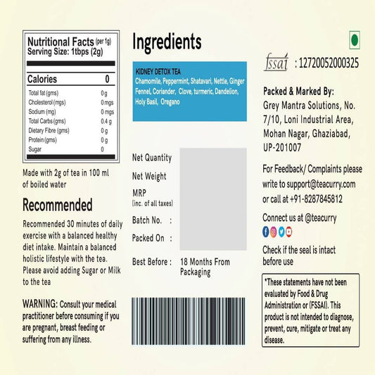 Buy Teacurry Kidney cleanse  Tea Bags from DrMediCart, Ship from India to USA