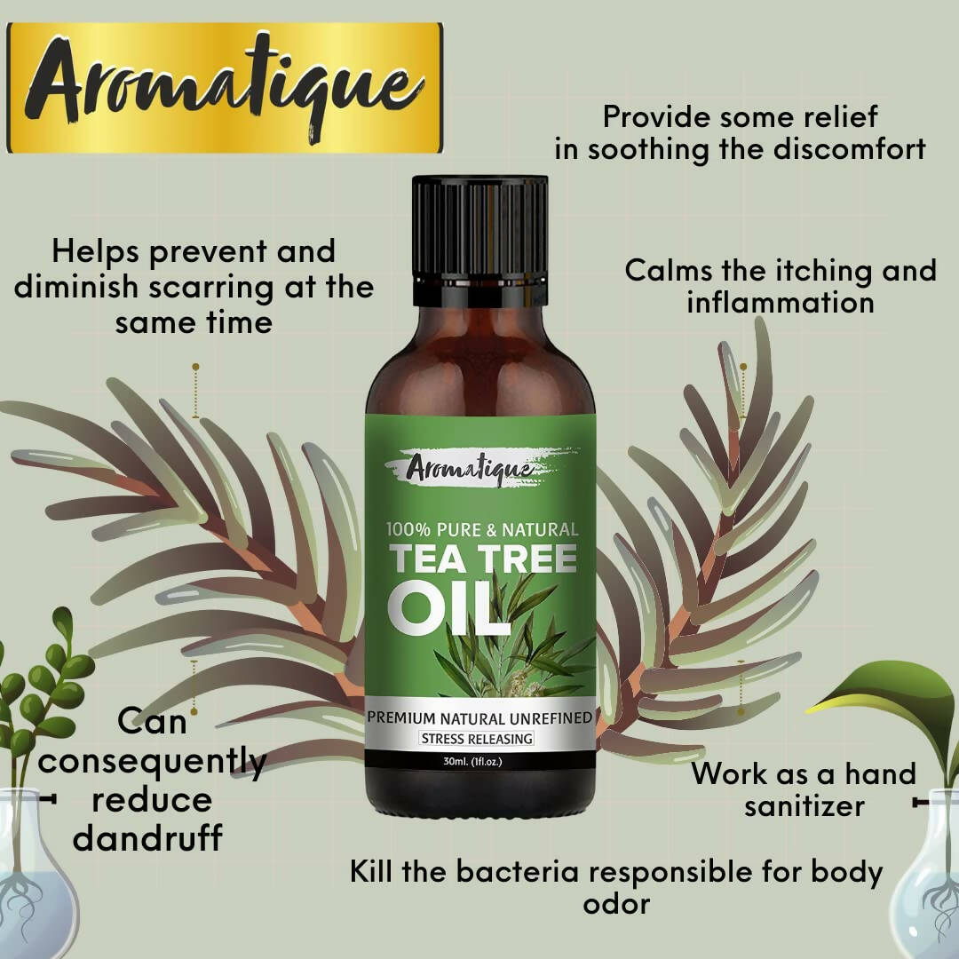 Aromatique Tea Tree Essential Oil for Skin Acne, Hair