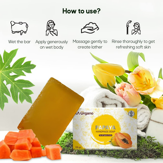 Buy LA Organo Papaya Handmade Natural Bath Soap from DrMediCart, Ship from India to USA