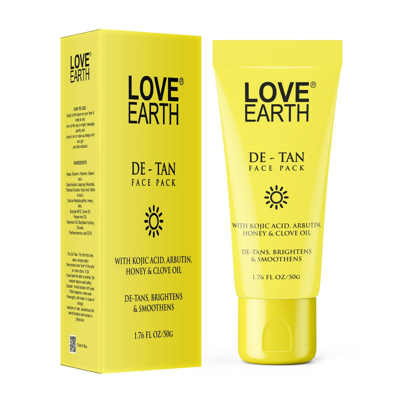 Love Earth De-Tan Face Pack For Instant Tan Removal, Brightens & Smoothens