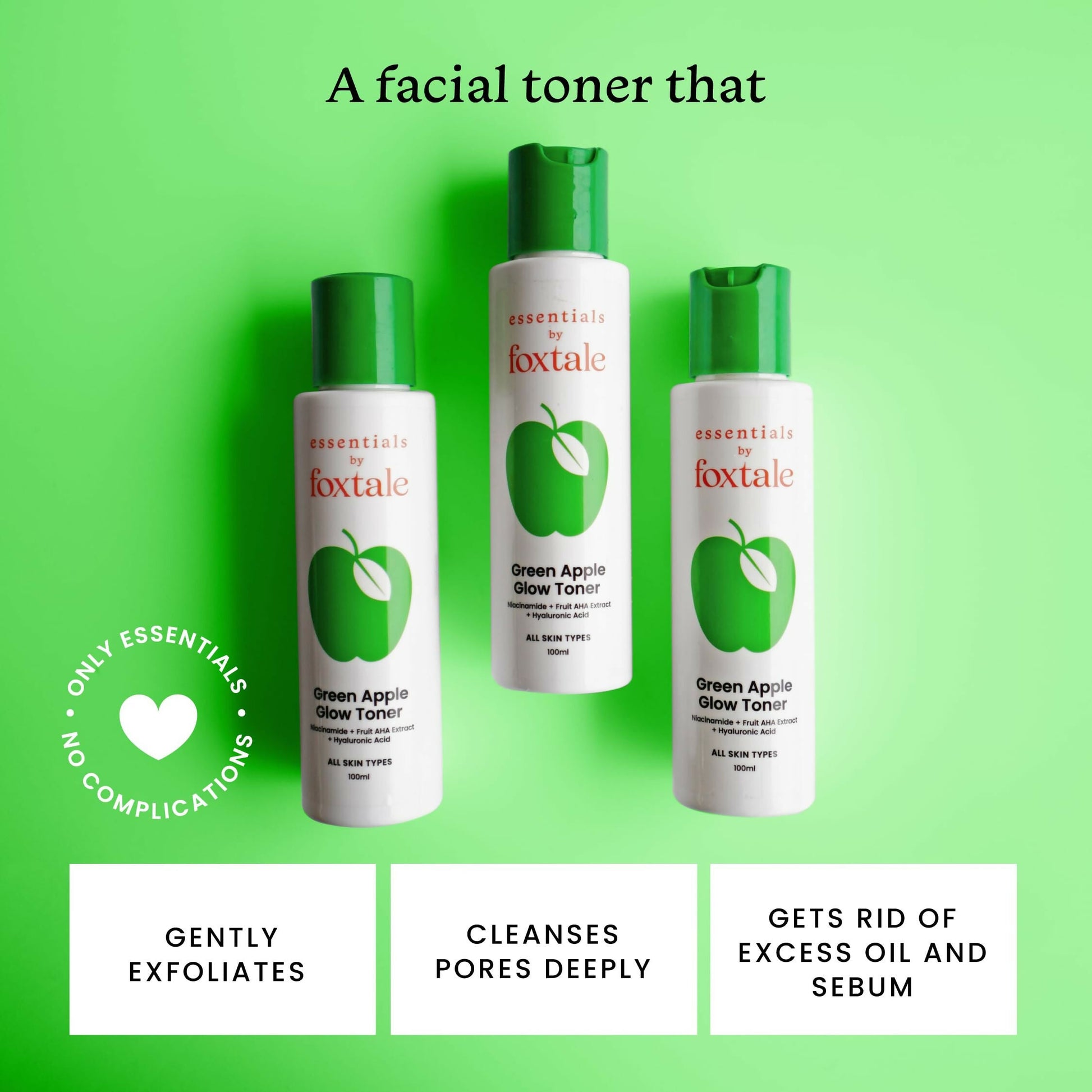 Foxtale Essentials Daily Green Apple Glow Toner with Niacinamide