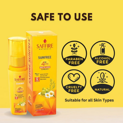 Saffire Naturals 4-In-One SunFree Matte Look SunBlock SPF 40