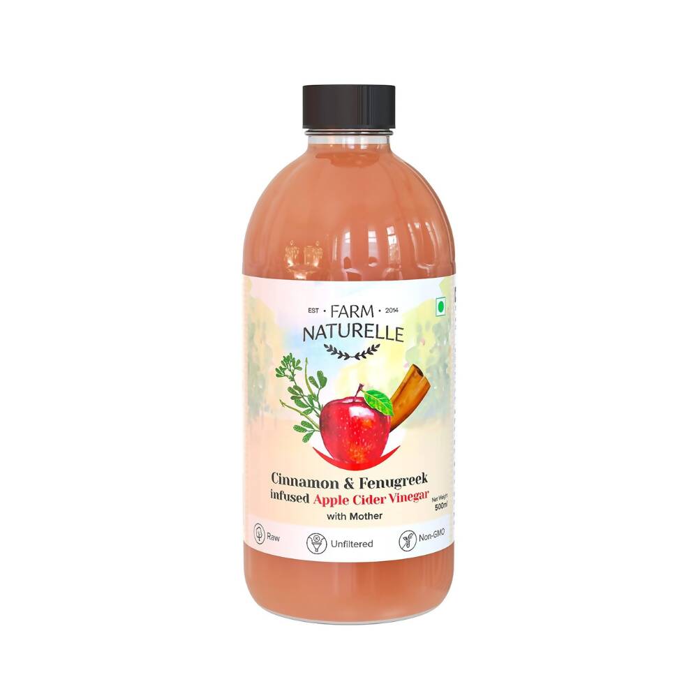 Farm Naturelle Organic Apple Cider Vinegar with Mother and Infused Cinnamon & Fenugreek