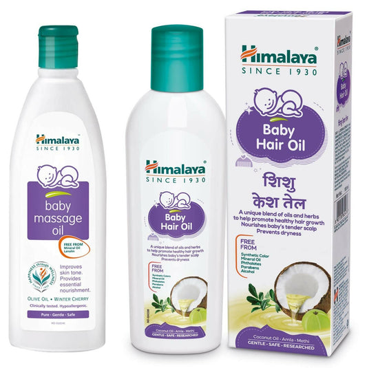 Himalaya Baby Massage Oil & Himalaya Baby Hair Oil Combo