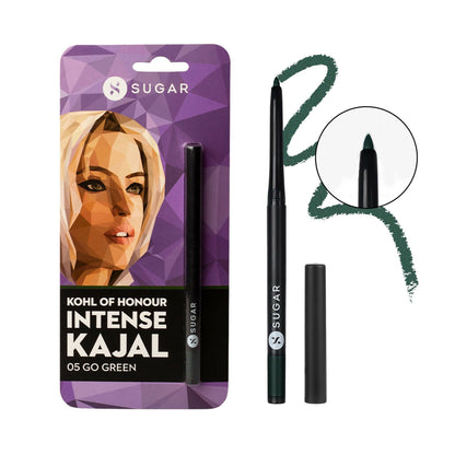 Sugar Cosmetics Kohl of Honour Intense Kajal Upto 12 hrs, Long Lasting, Smudge Proof & Waterproof Kajal - 05 Go Green