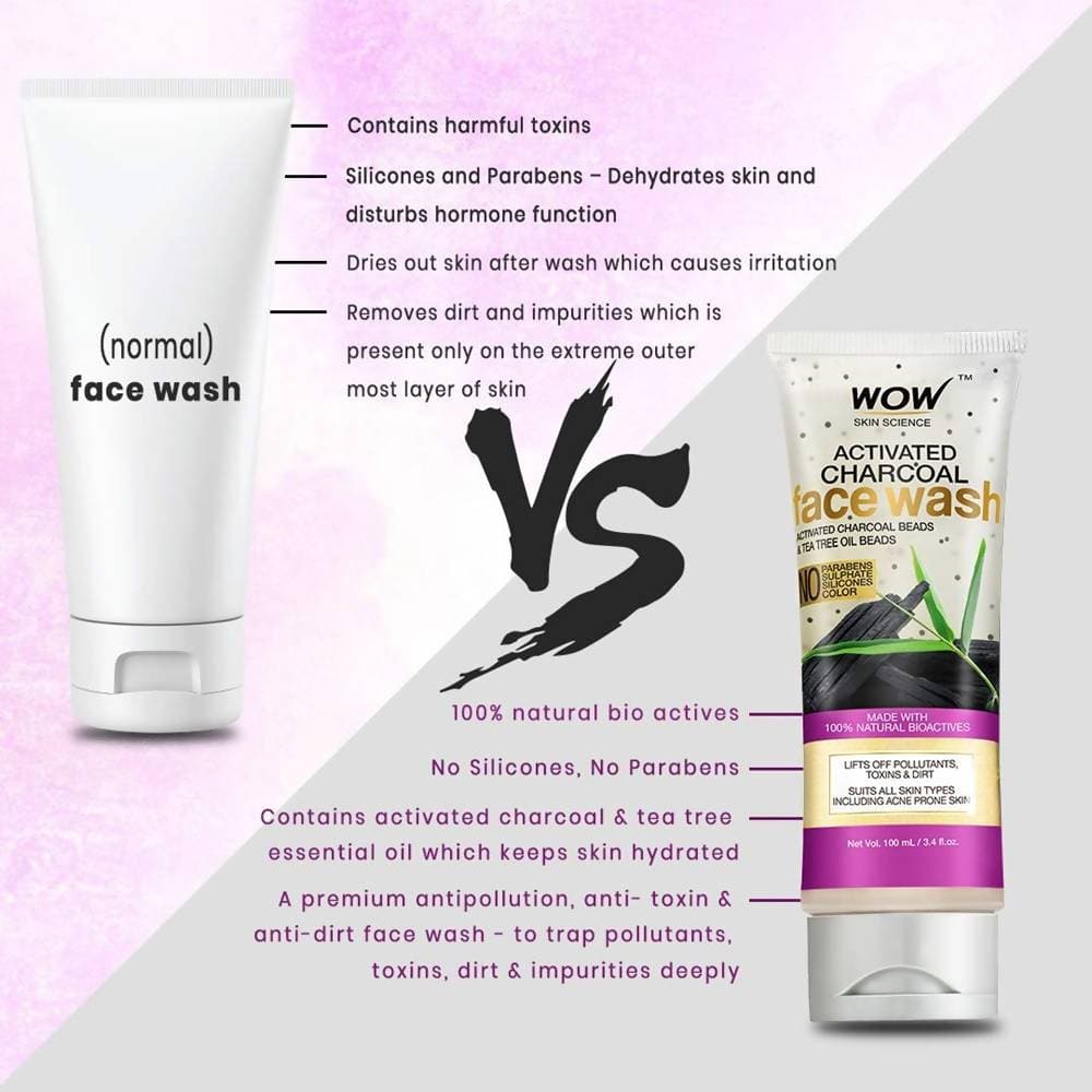 Wow Skin Science Activated Charcoal Face Wash - Drmedicart