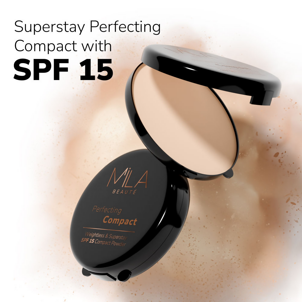 Mila Beaute Superstay Natural Matte Finish Perfecting Compact Powder with SPF 15 - Natural