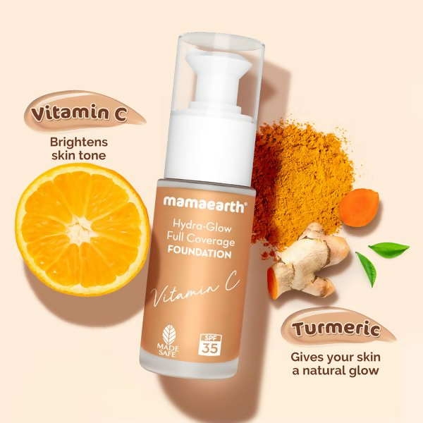 Mamaearth Hydra-Glow Full Coverage Foundation With Vitamin C & Turmeric - Sun Glow - Limited Time Offer