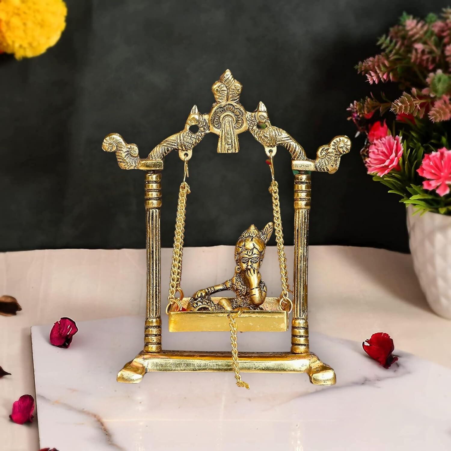 Buy Chhariya Crafts Metal Krishna Jhula Laddu Gopal Idol