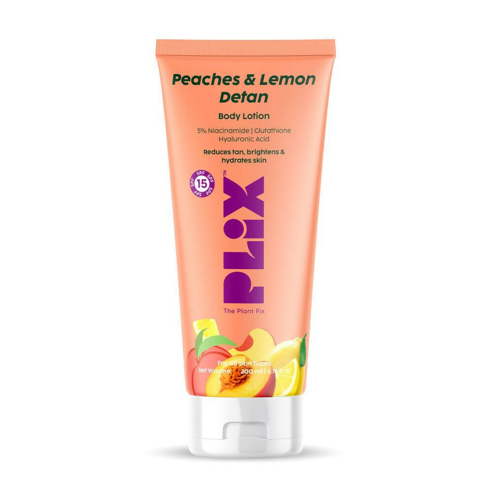 PLIX The Plant Fix Peaches & Lemon Detan Body Lotion with SPF 15 - DrMediCart