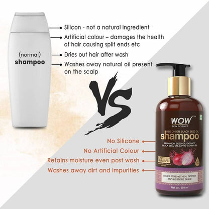 Wow Skin Science Red Onion Black Seed Oil Shampoo & Conditioner Combo - Drmedicart