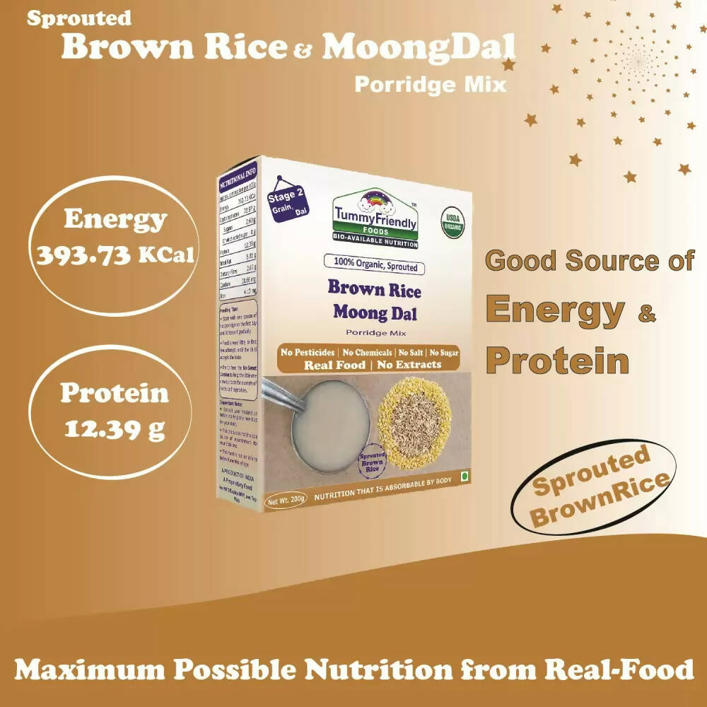 TummyFriendly Foods Organic Sprouted Brown Rice, Moong Dal Porridge Mix - Drmedicart