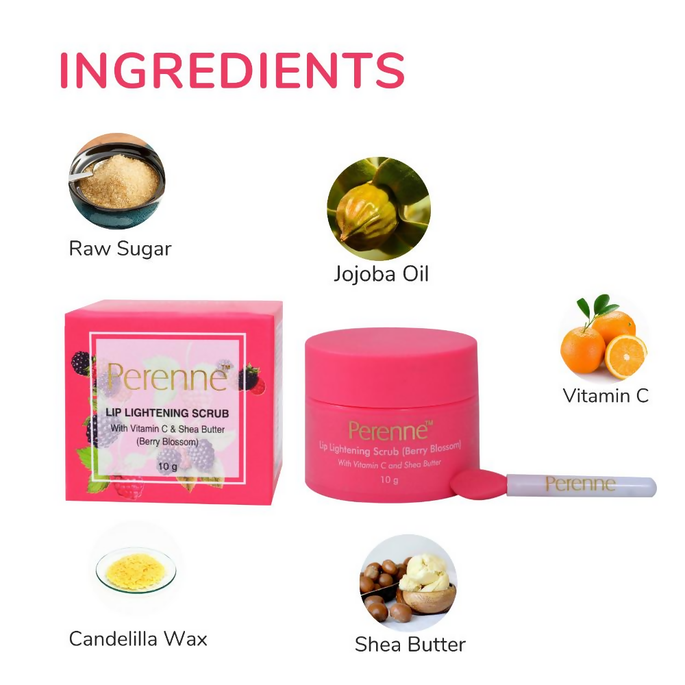 Perenne Lip Lightening Scrub With Vitamin C & Shea Butter - Berry Blossom