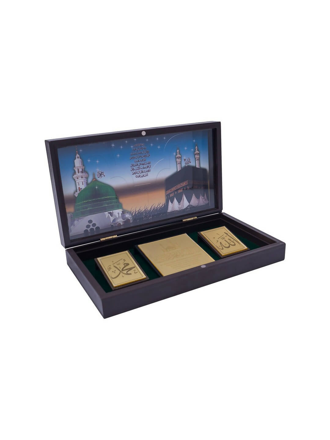 Golden Peacock Brown & Gold-Toned 24 Ct Gold Foil Makka Madina Dua Box
