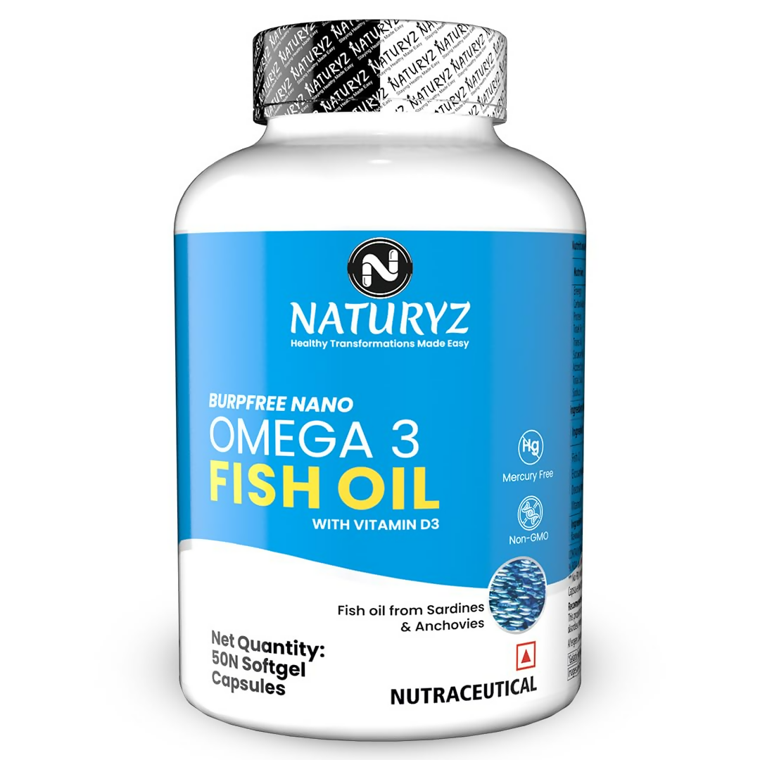 Naturyz Burpfree Omega 3 Fish Oil 2000 Mg With Vitamin D3 50 Softgels Capsules