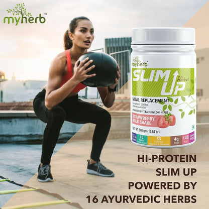 Myherb Slim Up Meal Replacement Shake With 16 Natural Herbal Blend For Men & Women - Strawberry Milk Shake