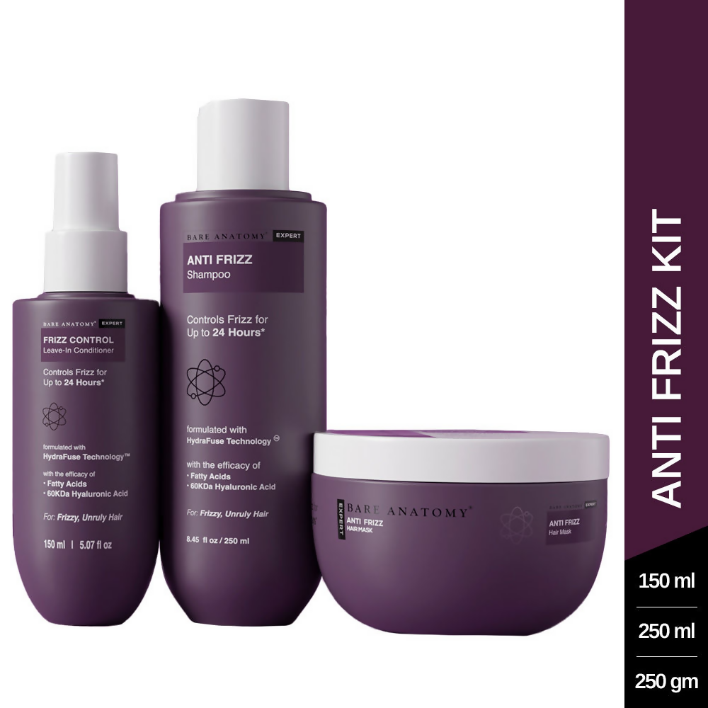 Bare Anatomy Anti Frizz Regime With Shampoo, Hair Mask & Leave In Conditioner