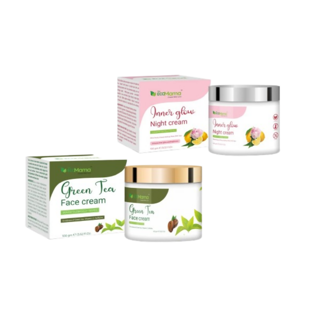 The Eco Mama Green Tea Face Cream & Inner Glow Night Cream Combo