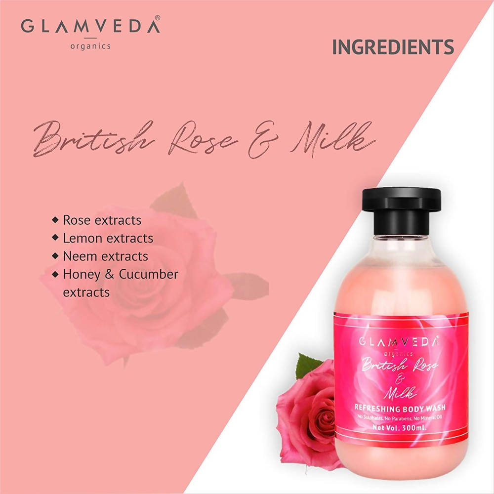 Glamveda British Rose & Milk Refreshing Body Wash