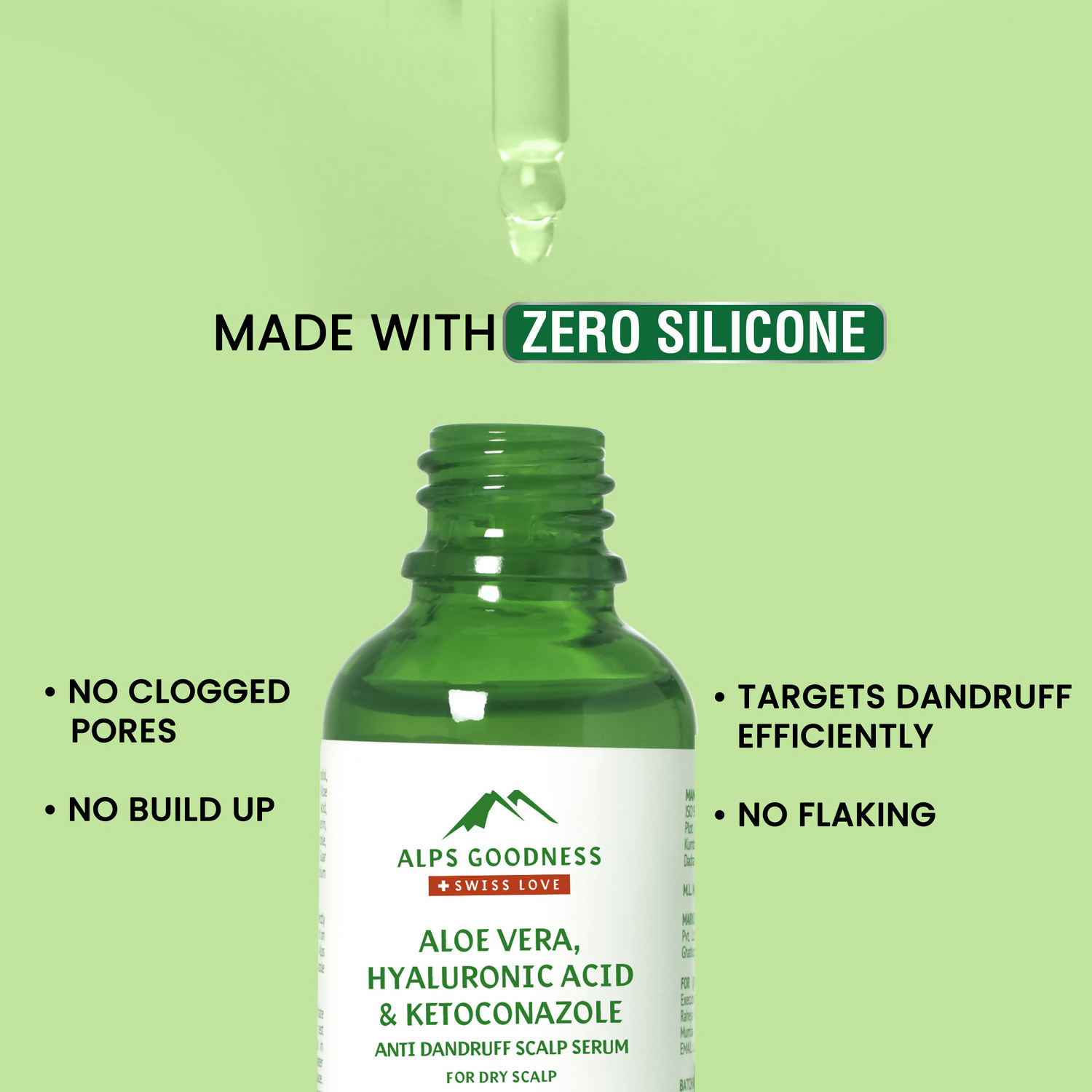 Alps Goodness Aloe Vera, Hyaluronic Acid & Ketoconazole Anti Dandruff Scalp Serum For Dry Scalp