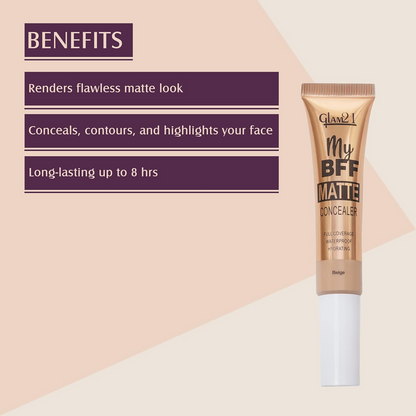 Glam21 My BFF Matte Liquid Concealer For All Skin Tone Matte Finish - Beige