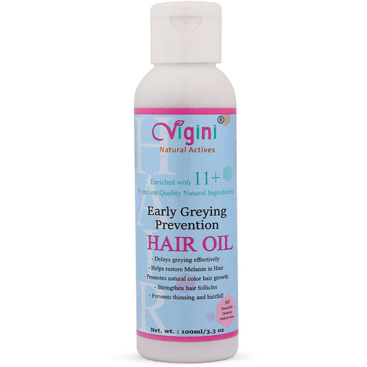 Vigini Early Anti Greying Hair Care Oil with Amla, Onion Seed Oil, Flaxseed Oil